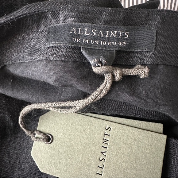 All Saints Colette Linen Mini Dress in Black 10 - Picture 9 of 10